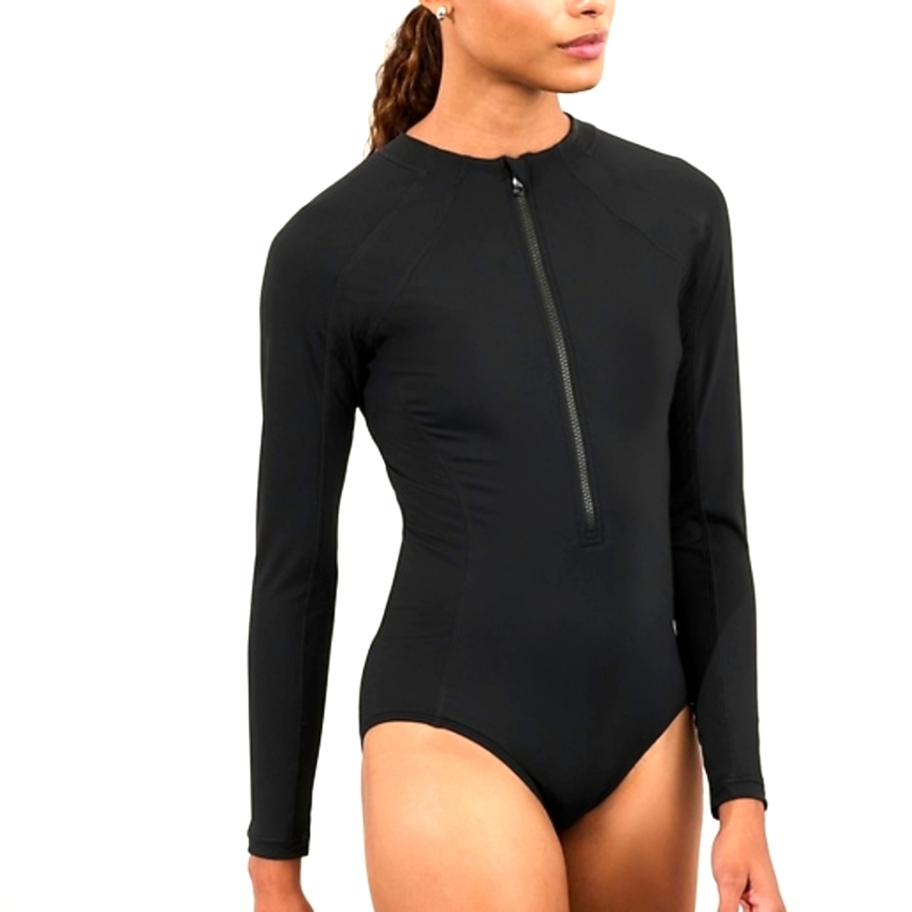 Athleta Medium Tall Black Sun Shield One Piece Rashguard NWT